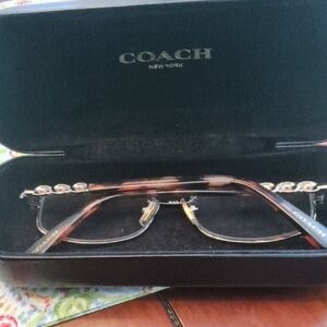 Coach Tortoise and Gold Rimless Glasses with Chain Temples
